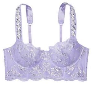 Dream Angels Victoria's Secret The Fabulous Lilac Silver Embellished Bra & Thong